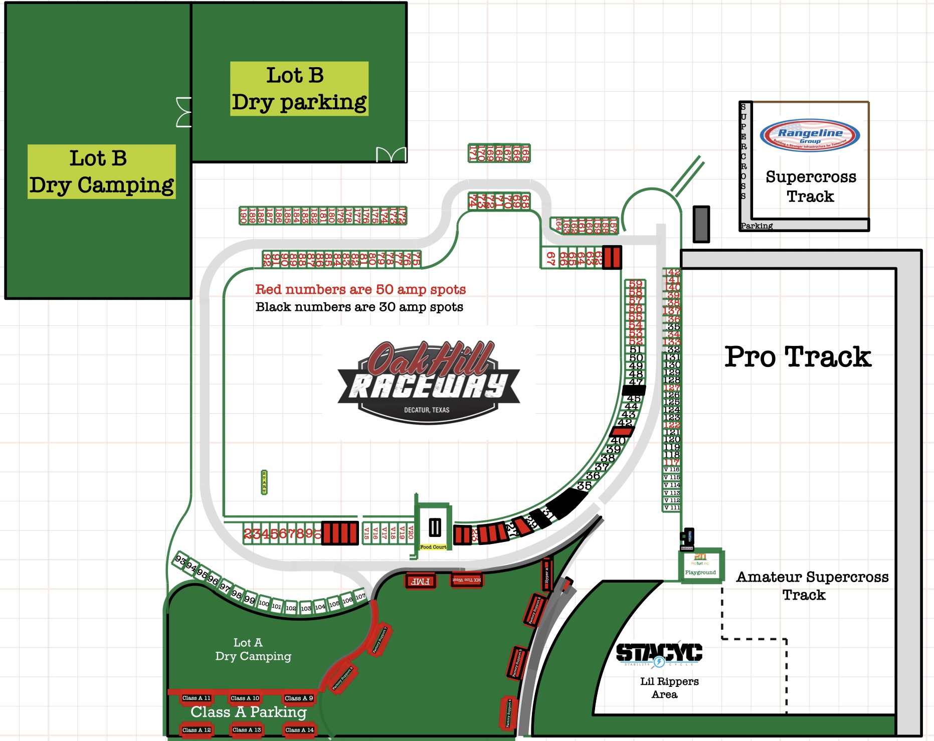 Oak Hill MX Facility Parking Map